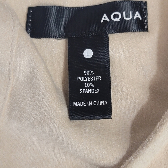 AQUA Women's Size Large Faux Suede Beige Sleeveless Curve Hem Tank - Picture 8 of 9